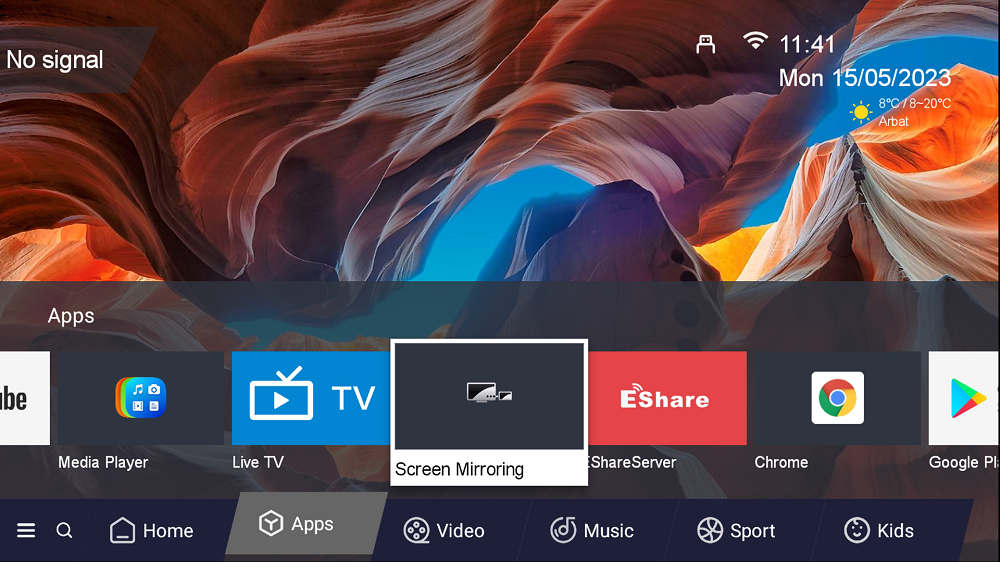 duplicating the screen from a smartphone to a TV